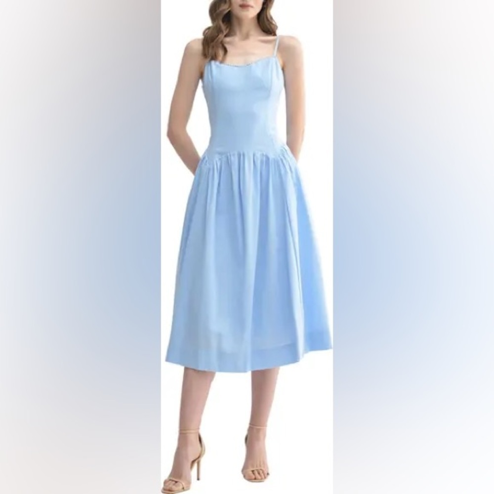 All in favors drop waist cotton & midi dress B3105